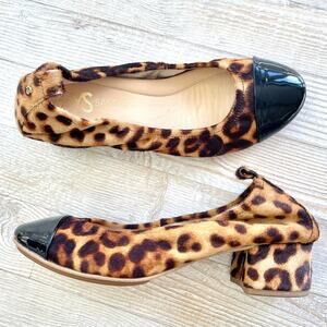 Yosi Samra Heidi Block Heel Cap Toe Calf Hair Pumps‎ | Leopard/Black Siz…